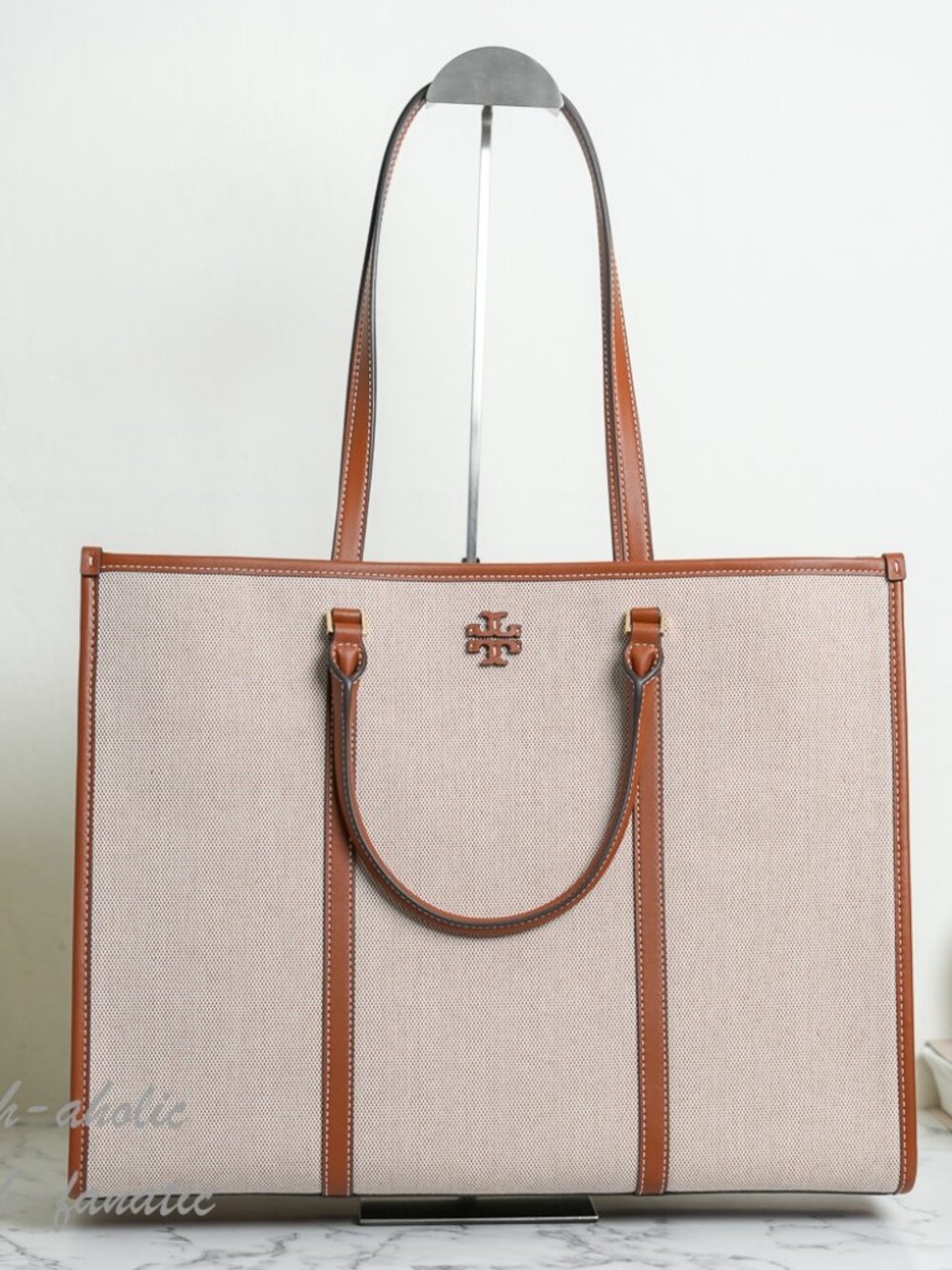 Tory Burch Blake Canvas Jumbo Tote In Classic Cuoio 165867 NWT